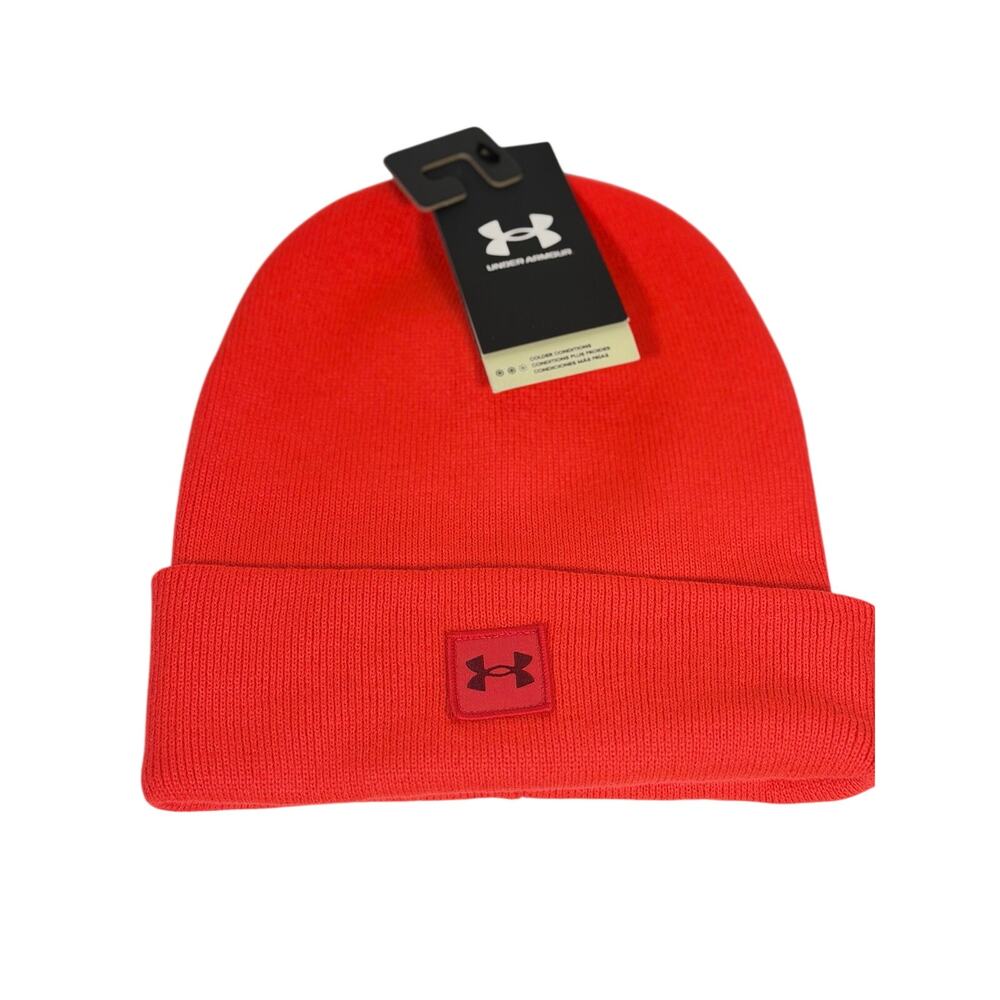 Under Armour Red Cuffed Knit Beanie Unisex One Size NWT - Picture 3 of 5